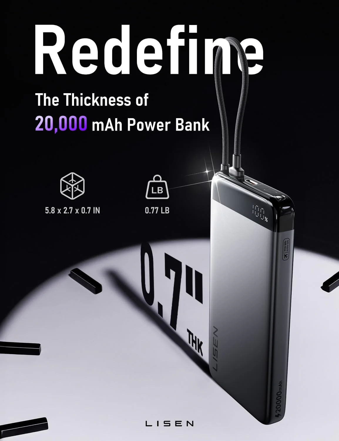 LISEN 20000mAh Power Bank Portable Charger - Image 2