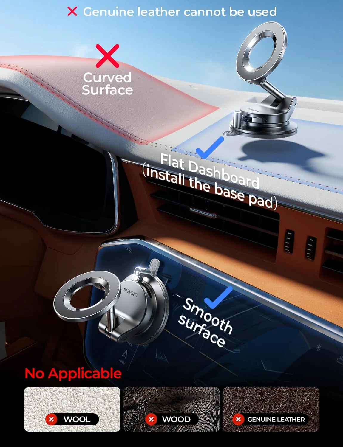 LISEN for Magsafe Car Mount, Magnetic Phone Holders for Your Car - Image 9